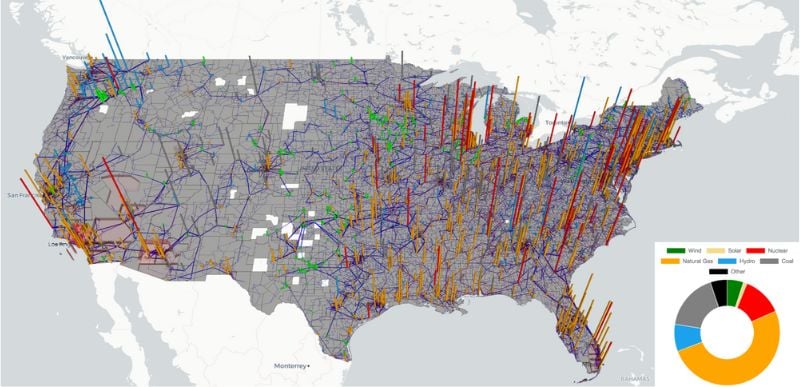 ExaGO visualise le réseau électrique américain