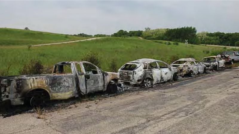 Incendie causé par une batterie défectueuse de la Chevy Volt en 2011.